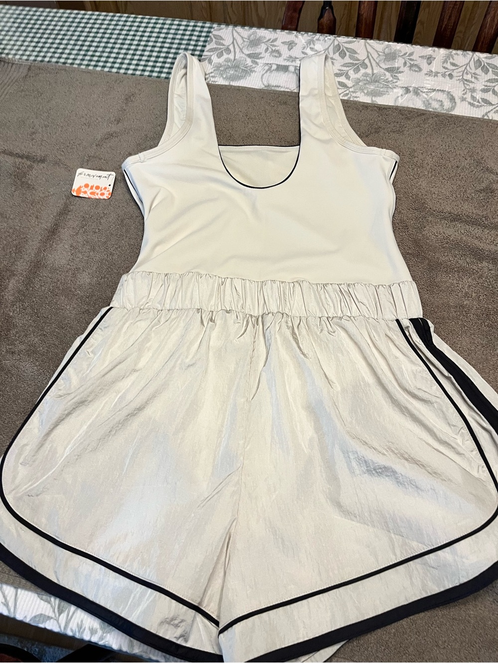 Women’s Free People  Ivory and Black Romper - Picture 2 of 5
